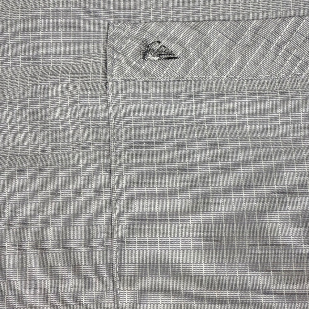 Quiksilver Waterman Shirt Large Grey Grid Short Sleeve Comfort Fit Button Up - Picture 8 of 12